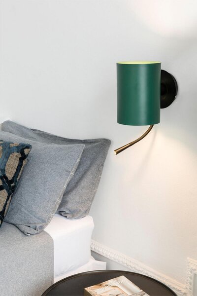 GUADALUPE nástěnná lampa, černá/zelená, se čtecí lampičkou - FARO