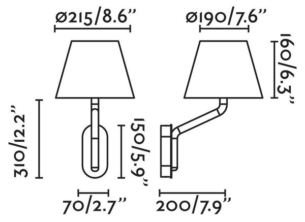 ETERNA nástěnná lampa, chrom/černá - FARO