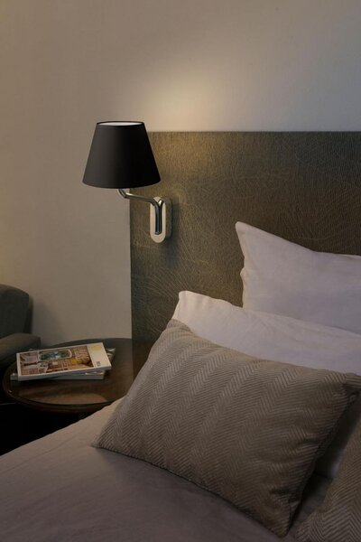 ETERNA nástěnná lampa, chrom/černá - FARO