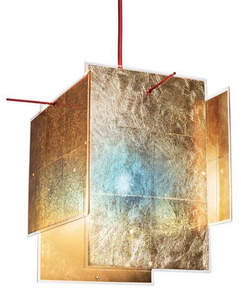 Závěsná svítidlo Ingo Maurer, 24 Karat Blau, stmívatelné, Zlatá / mosazná, Obývací pokoj, Plast, Design