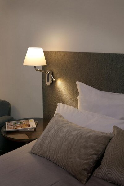 ETERNA levá chrom/béžová nástěnná lampa se čtecí lampičkou - FARO
