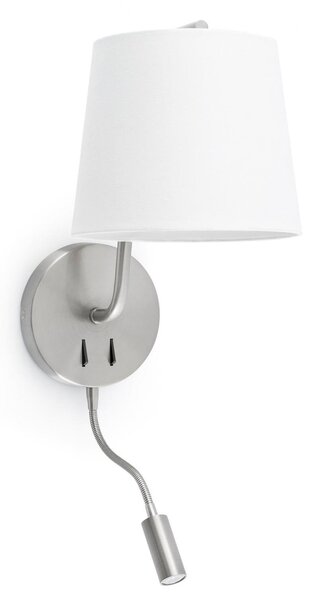 BERNI nástěnná lampa, nikl, se čtecí lampičkou - FARO