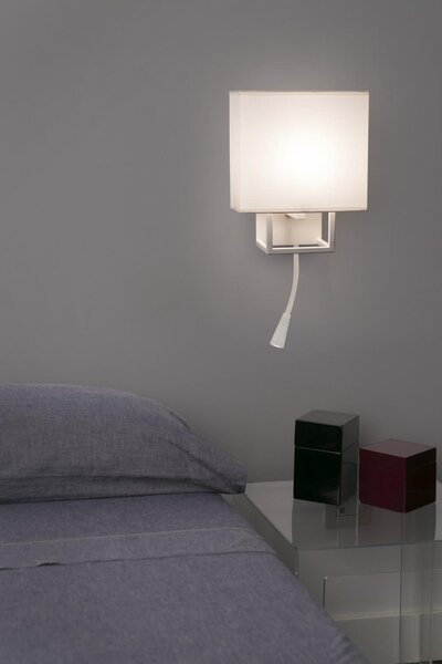 VESPER nástěnná lampa, bílá, se čtecí lampičkou - FARO