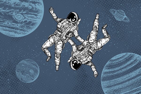 Fototapeta Dva astronauti se vznášejí ve vesmíru, Vesmírné fototapety, Populární fototapety, w00630v1 - Tapeko.co.cz