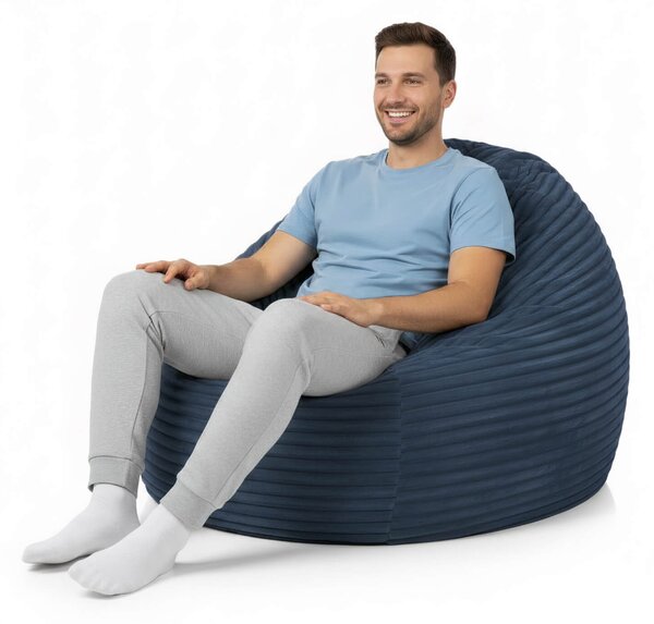 Sedací vak Primabag Giga Sako Velvet tmavomodrá