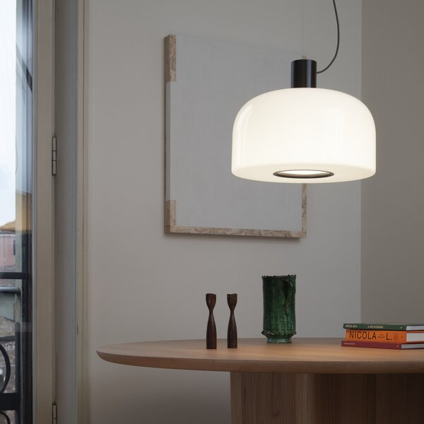 Závěsná svítidlo FLOS, Bellhop Glass S2, stmívatelné, Bílá, Obývací pokoj, Sklo