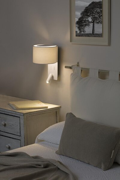 FOLD nástěnná lampa, bílá, se čtecí lampičkou - FARO