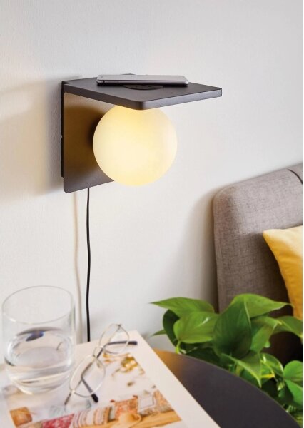 Eglo 98265 - Nástěnné svítidlo s bezdrátovým nabíjením CIGLIE 1xE14/40W/230V