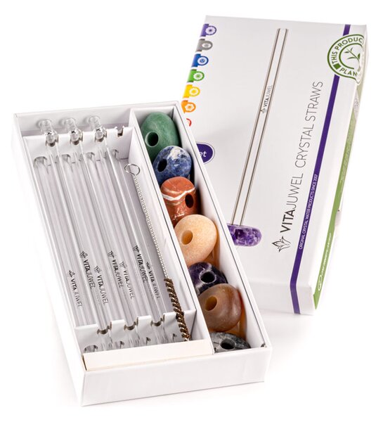 VITAJUWEL SET 7 SKLENĚNÝCH BRČEK + 7 DRAHOKAMŮ