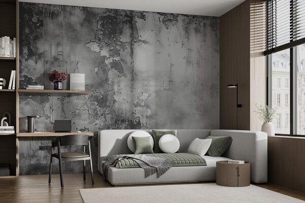 Fototapety Šedá ošuntělá zeď a kouř, Fototapety černobílé, w00766 : uwalls.cz
