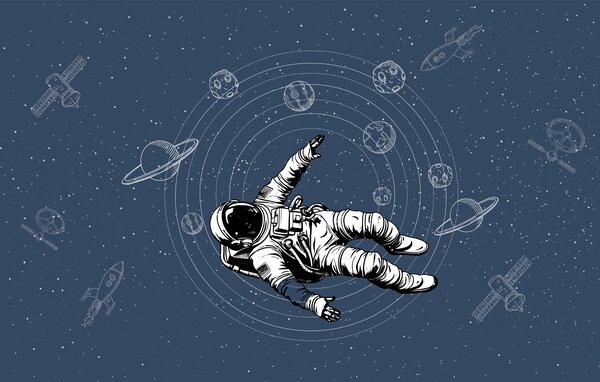 Fototapeta Astronaut vznášející se ve vesmíru, Vesmírné fototapety, Populární fototapety, w00712 - Tapeko.co.cz