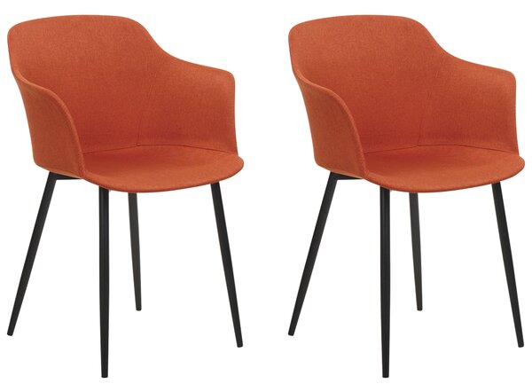 Tkanina Jídelní židle Sada 2 ks Oranžová ELIM
