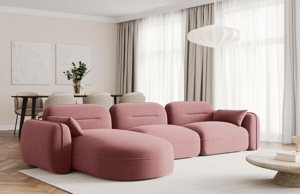 -25 % Dny MOMENTI– Cosmopolitan Design Růžová sametová rohová pohovka Sydney 320 cm, levá