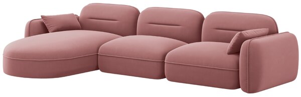 -25 % Dny MOMENTI– Cosmopolitan Design Růžová sametová rohová pohovka Sydney 320 cm, levá
