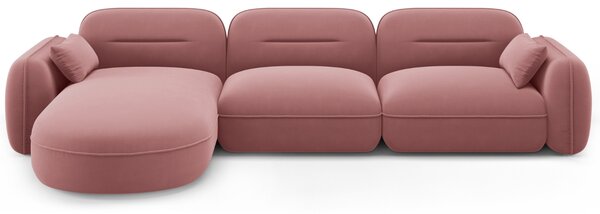 -25 % Dny MOMENTI– Cosmopolitan Design Růžová sametová rohová pohovka Sydney 320 cm, levá