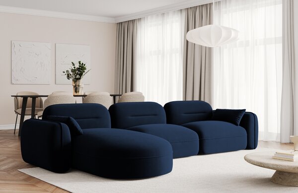 -25 % Dny MOMENTI– Cosmopolitan Design Královsky modrá sametová rohová pohovka Sydney 320 cm, levá