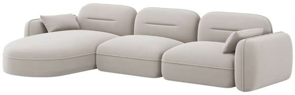 -25 % Dny MOMENTI– Cosmopolitan Design Světle béžová sametová rohová pohovka Sydney 320 cm, levá