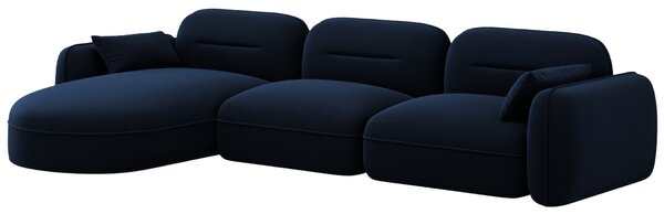 -25 % Dny MOMENTI– Cosmopolitan Design Královsky modrá sametová rohová pohovka Sydney 320 cm, levá