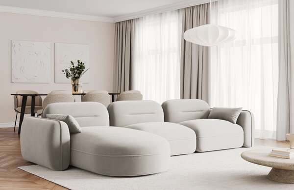 -25 % Dny MOMENTI– Cosmopolitan Design Světle béžová sametová rohová pohovka Sydney 320 cm, levá