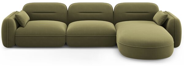 -25 % Dny MOMENTI– Cosmopolitan Design Zelená sametová rohová pohovka Sydney 320 cm, pravá