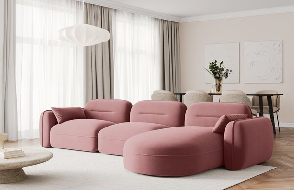 -25 % Dny MOMENTI– Cosmopolitan Design Růžová sametová rohová pohovka Sydney 320 cm, pravá