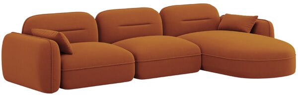 -25 % Dny MOMENTI– Cosmopolitan Design Terakotově oranžová sametová rohová pohovka Sydney 320 cm, pravá