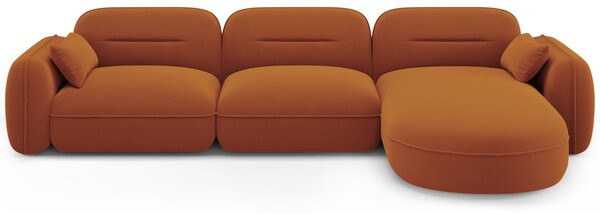 -25 % Dny MOMENTI– Cosmopolitan Design Terakotově oranžová sametová rohová pohovka Sydney 320 cm, pravá