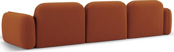 -25 % Dny MOMENTI– Cosmopolitan Design Terakotově oranžová sametová rohová pohovka Sydney 320 cm, pravá
