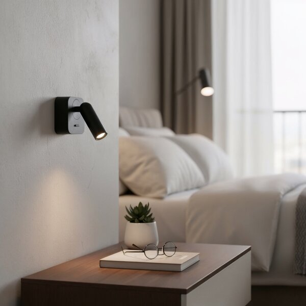 Ideal Lux - LED Nástěnné bodové svítidlo BEAN LED/3W/230V CRI 90 černá