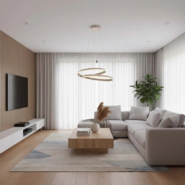 LED Lustr na lanku CASHMERE LED/75W/230V pr. 60 cm béžová