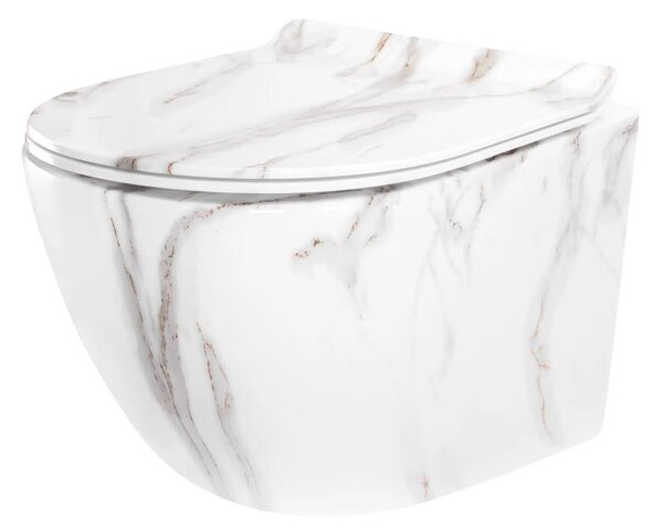 REA-C6390 - Závěsné WC s prkénkem CARTER TORNADO RIMLESS keramika/imitace kamene