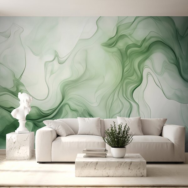 Fototapety Zelené abstraktní vlny na světlém pozadí, Fototapety 3D, w01185 : uwalls.cz