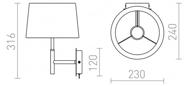 BROADWAY nástěnná bílá chrom 230V E27 42W - RED - DESIGN RENDL