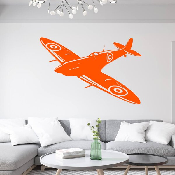 Živá Zeď Samolepka Stíhačka Supermarine Spitfire Barva: černá