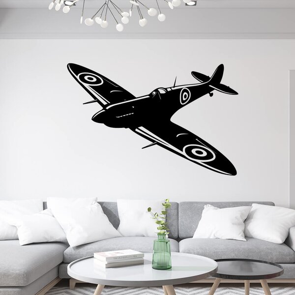 Živá Zeď Samolepka Stíhačka Supermarine Spitfire Barva: černá