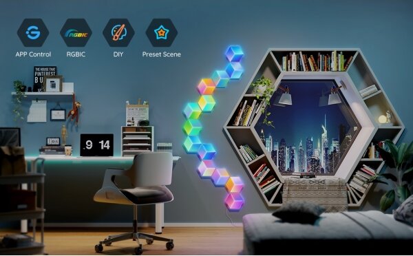 Govee - SADA 10x LED Svítidlo Glide Hexa Pro LED Smart RGBIC Wi-Fi