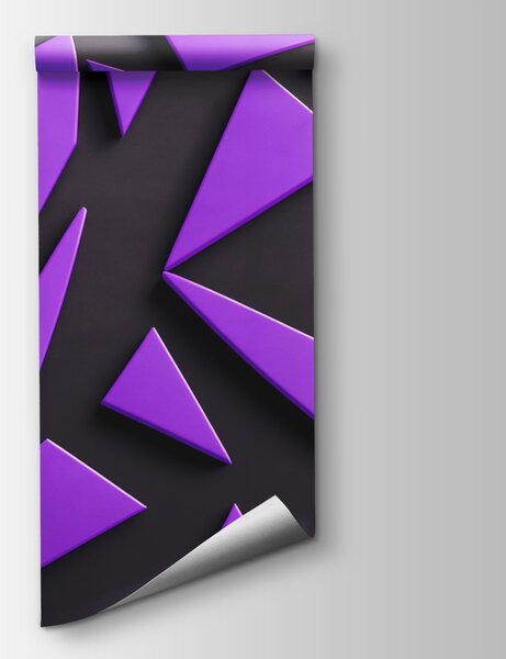 Fototapeta Fialové trojúhelníky na černém povrchu, Geometrické 3D fototapety, Populární fototapety, u94590 - Tapeko.co.cz