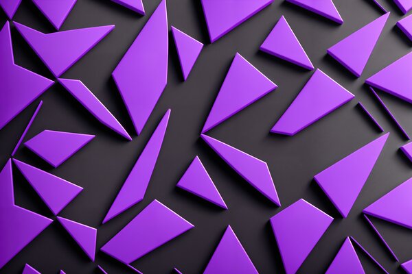 Fototapeta Fialové trojúhelníky na černém povrchu, Geometrické 3D fototapety, Populární fototapety, u94590 - Tapeko.co.cz