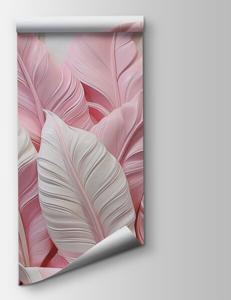 Fototapeta Skupina růžových a bílých listů, 3D listové fototapety, Populární fototapety, w01302 - Tapeko.co.cz