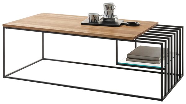 KONFERENČNÍ STOLEK, černá, barvy dubu, dřevo, kov, sklo, 120/40/60 cm MID.YOU - Konferenční stolky, Online Only