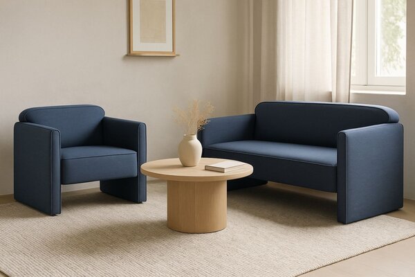 Tmavě modré čalouněné křeslo MICADONI Abby