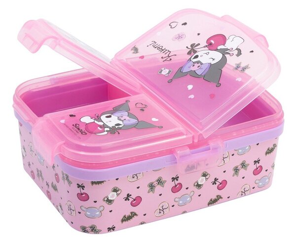 Růžový plastový dětský svačinový box Kuromi – STOR