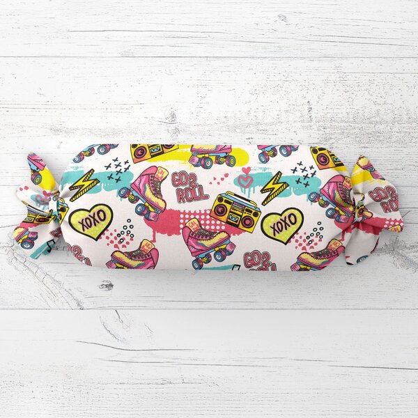 Biante Dětský polštář válec bonbon Sandra SA-604 Růžový retro styl 15x40 cm