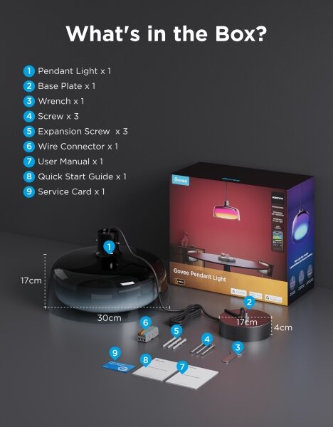 Govee - LED RGBICWW Stmívatelný lustr na lanku LED/21W/230V Matter Wi-Fi