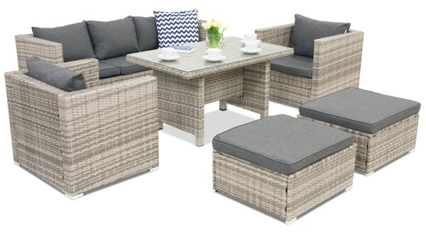 Technorattanový zahradní nábytek Roma Apetito 5 + 2 pufy Garden Point šedé