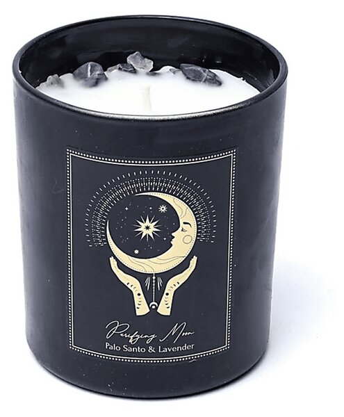 Manifestační svíčka - Purifying Moon - palo santo a levandule s ametystem