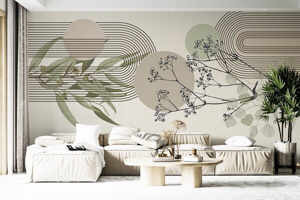 Fototapeta Botanický design s abstraktními prvky, Přírodní fototapety, Populární fototapety, w07979 - Tapeko.co.cz
