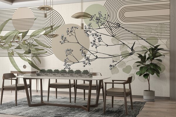 Fototapeta Botanický design s abstraktními prvky, Přírodní fototapety, Populární fototapety, w07979 - Tapeko.co.cz