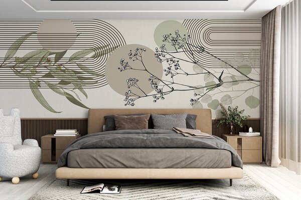 Fototapeta Botanický design s abstraktními prvky, Přírodní fototapety, Populární fototapety, w07979 - Tapeko.co.cz