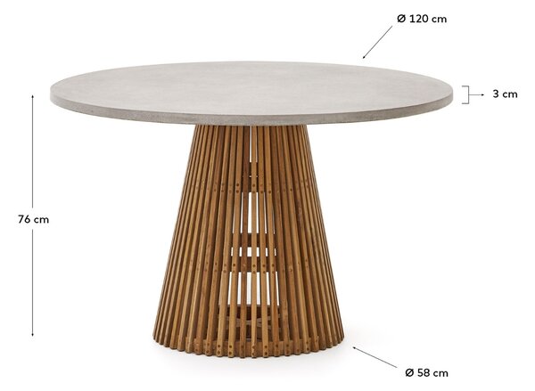 Teakový zahradní stůl s šedou deskou Kave Home Alcaufar 120 cm